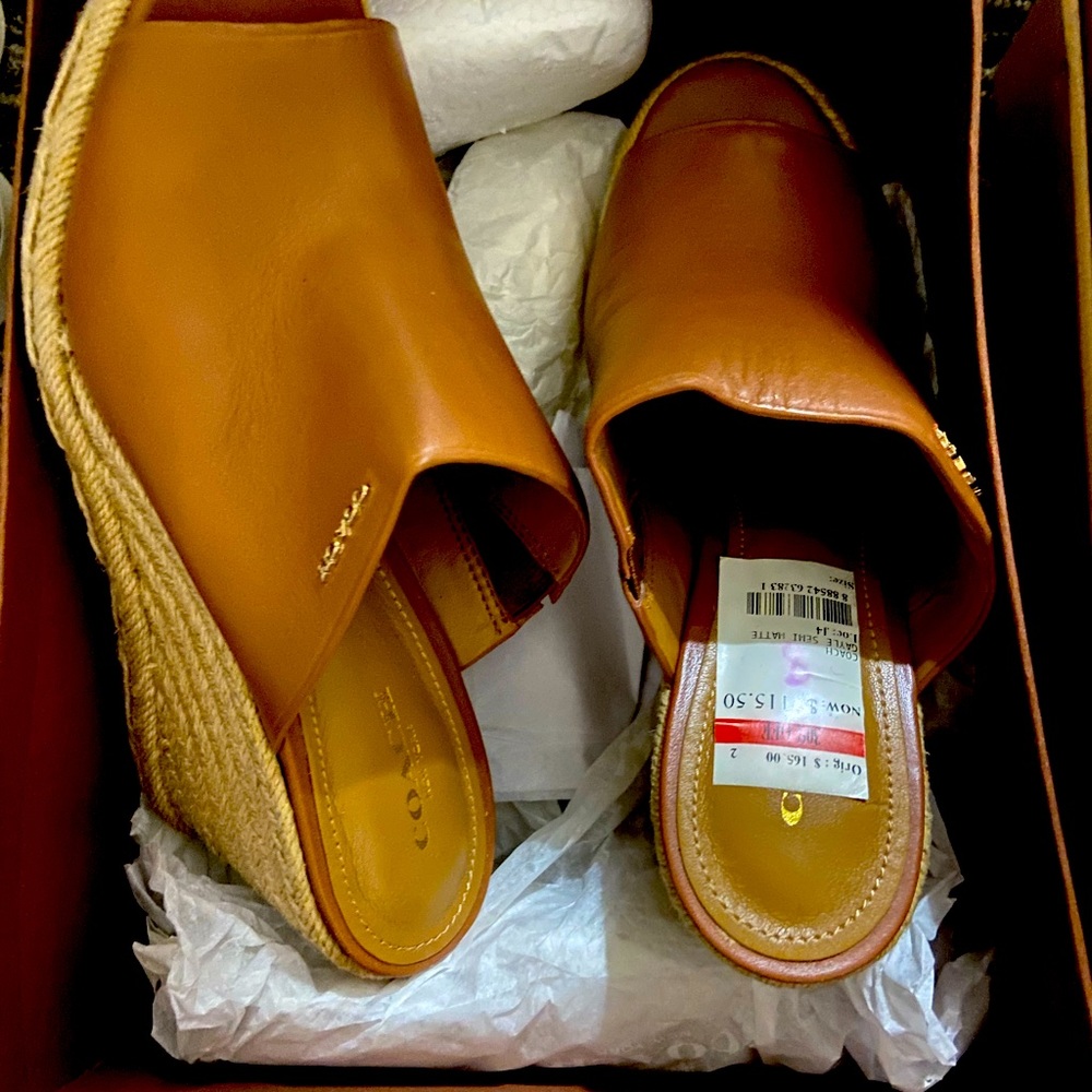 Coach open toe wedge slides. Never been worn